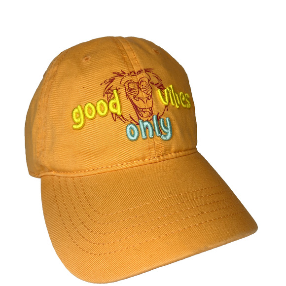 Disney Parks Hat Unisex Orange Good Vibes Only Rafiki Lion King Adjustable - Picture 2 of 4